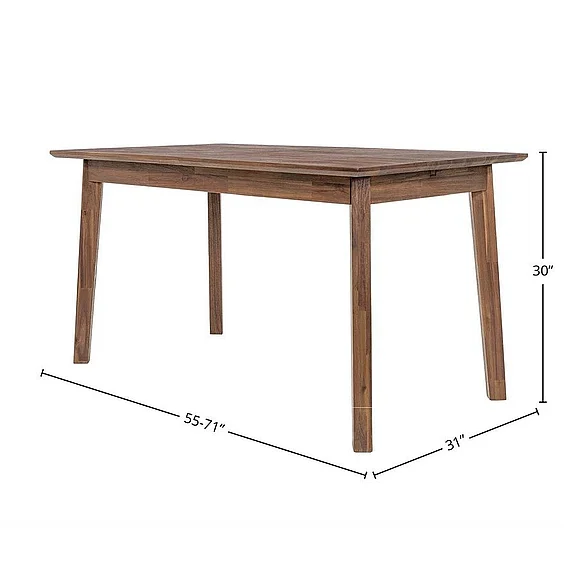 LH Home Gia Small Extension Dining Table 55/71” in Warm Pecan GIA010-BRN