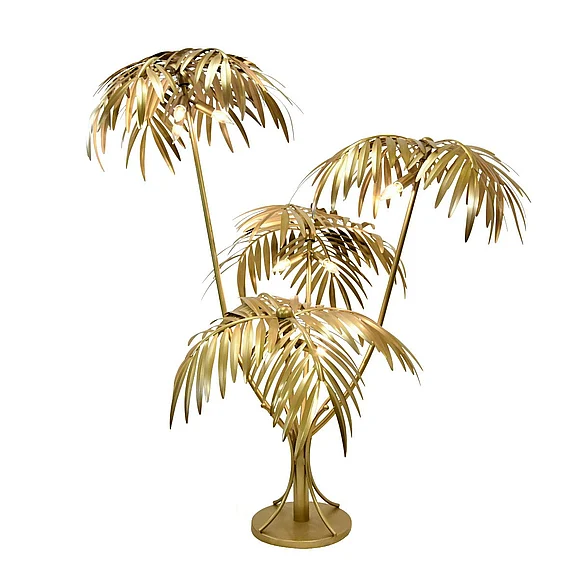 Worlds Away Oversize Palm Tree Lamp in Antique Brass GILDA
