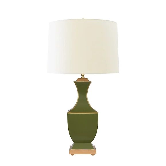 Worlds Away Gina Handpainted Tole Table Lamp in Olive GINA OLV