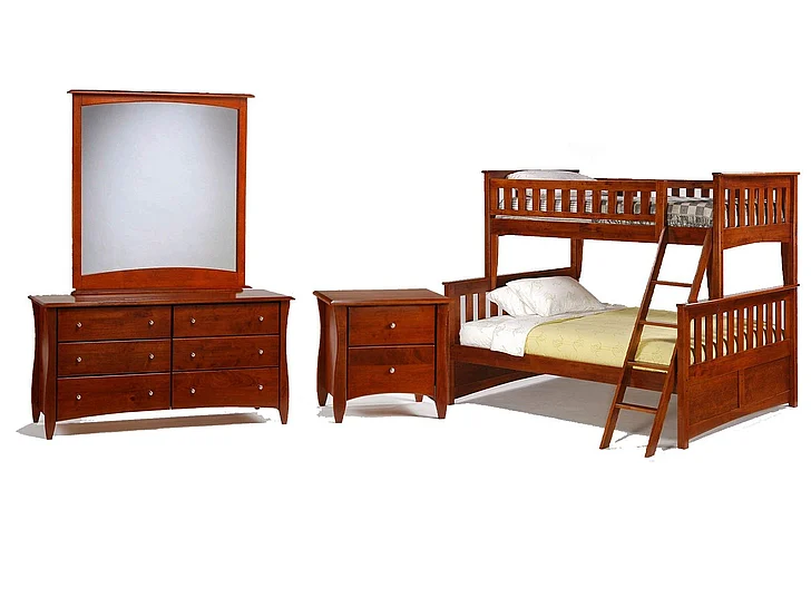 Night & Day Ginger 4pc Bunk Bedroom Set in Cherry