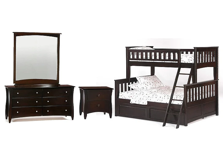 Night & Day Ginger 4pc Bunk Bedroom Set in Chocolate
