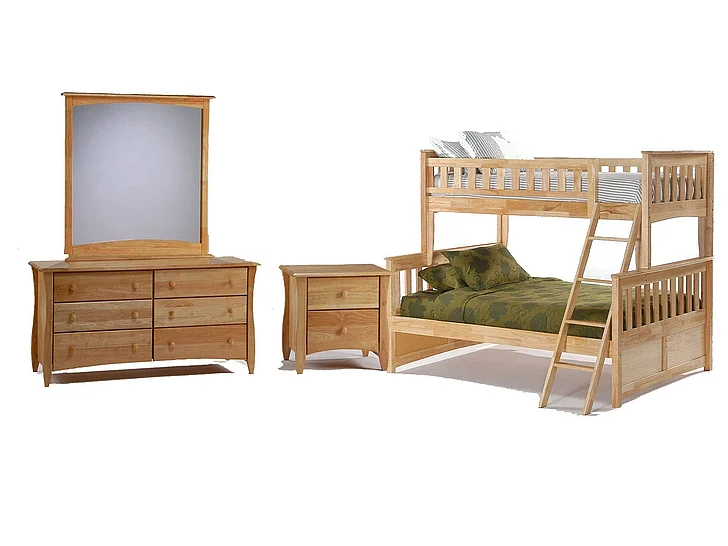 Night & Day Ginger 4pc Bunk Bedroom Set in Natural