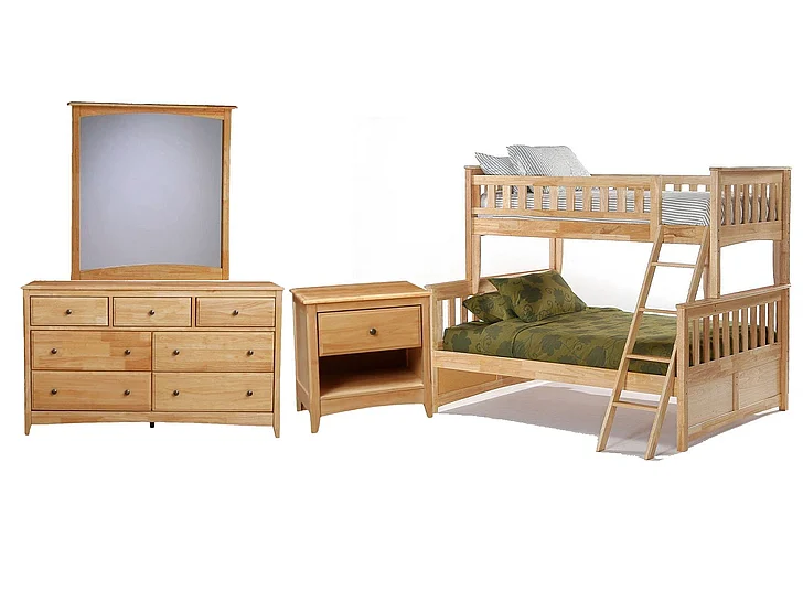 Night & Day Ginger 4pc Bunk Bedroom Set in Natural