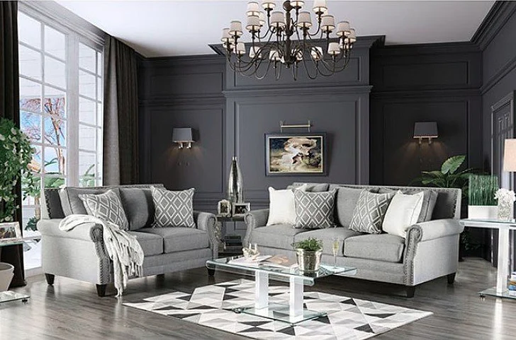 Furniture of America Giovanni 2pc Living Room Set in Gray