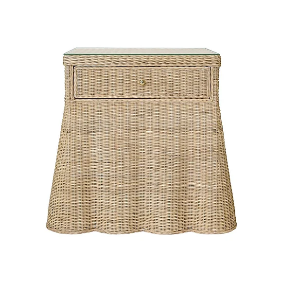 Worlds Away Giselle One Drawer Rectangular Side Table in Rattan GISELLE