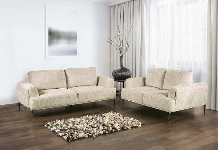 Furniture of America Gladbach 2pc Living Room Set in Light Brown