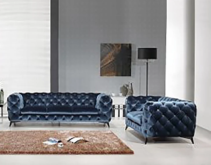 J&M Glitz 2pc Living Room Set in Blue