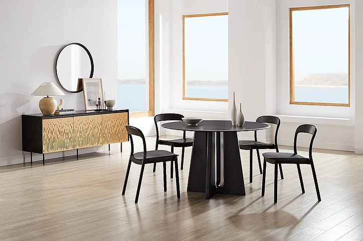 Greenington Luna 5pc Round Dining Room Set in Caviar