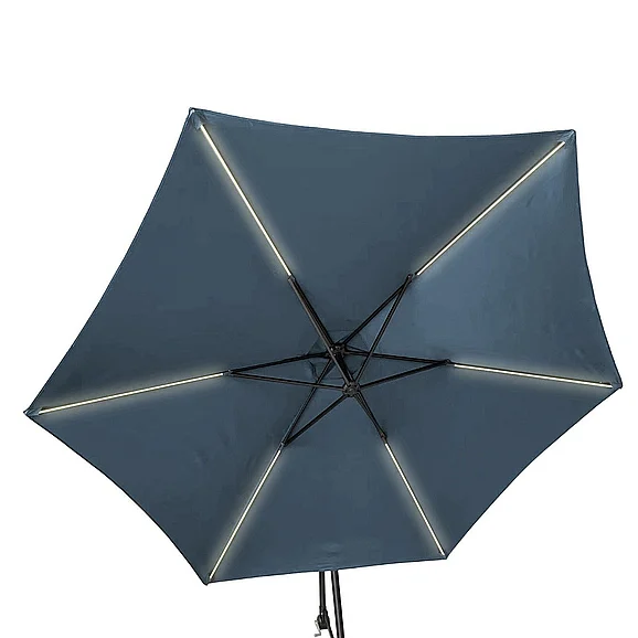 Furniture of America Glam Cantilever Umbrella w /LED+Base in Dark Sapphire GM-3003DS+BASE