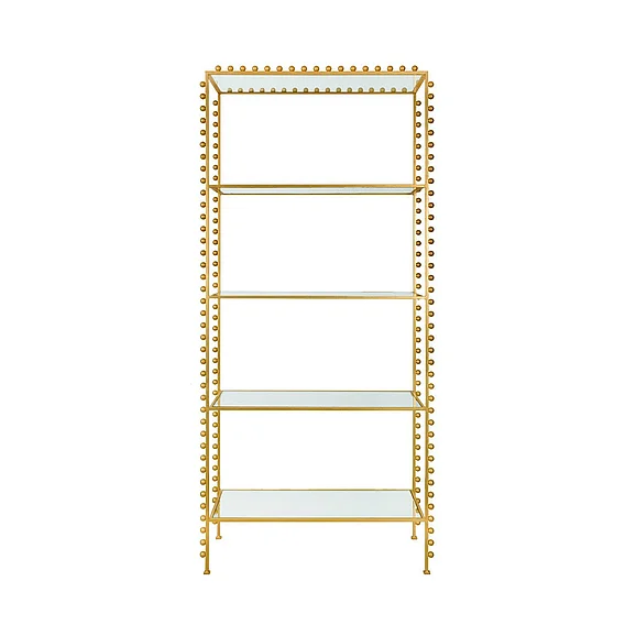 Worlds Away Goldie Ball Lined Etagere in Gold Leaf GOLDIE G