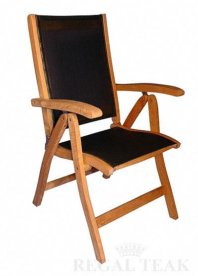 Regal Teak Recliner Sling Fabric in Black (Set of 2) RRC-BB