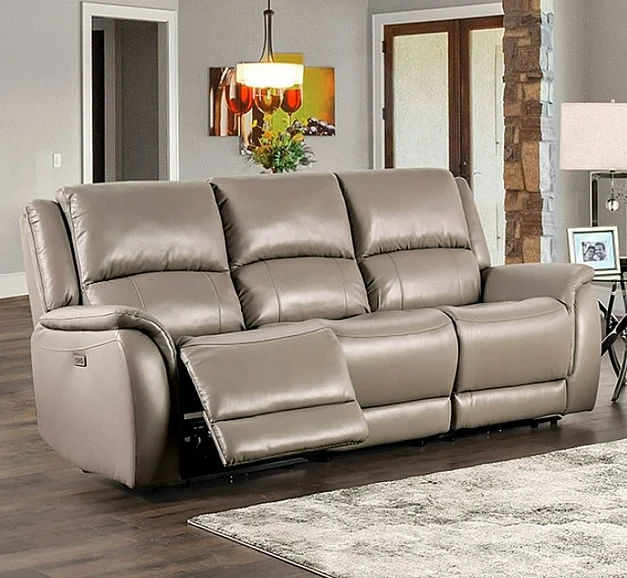 Furniture of America Gorgius Power Reclining Sofa in Light Gray CM9910ST-SF-PM
