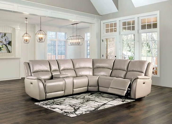 Furniture of America Gorgius Power Sectional in Light Gray CM9910ST-SECT-PM