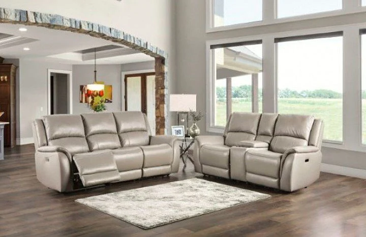 Furniture of America Gorgius 2pc Reclining Sofa in Light Gray