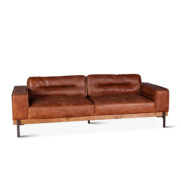 HTD Portofino Modern 95" Sofa in Cocoa Brown Leather GPF-MSOF-CO