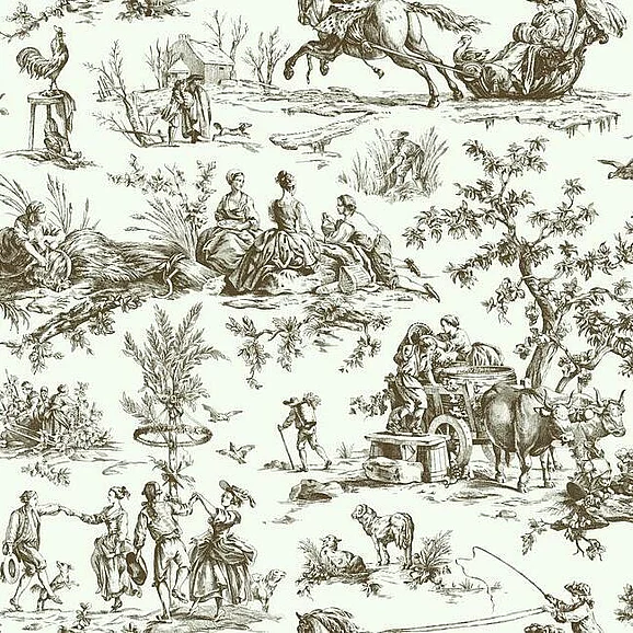 York Grandmillennial E29 Seasons Toile Wallpaper in Brown GR5921 (Double Roll) FedEx/UPS