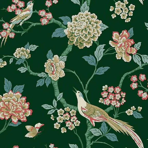 York Grandmillennial E29 Fanciful Wallpaper in Dark Green GR5931 (Double Roll) FedEx/UPS