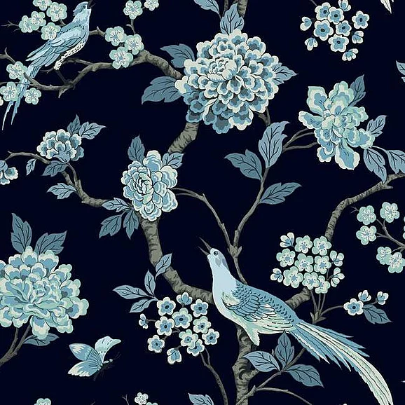York Grandmillennial E29 Fanciful Wallpaper in Navy GR5934 (Double Roll) FedEx/UPS