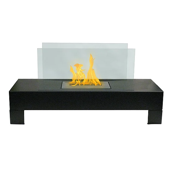 Anywhere Fireplace Gramercy Fireplace in Black Coated Metal w/ Glass Inserts