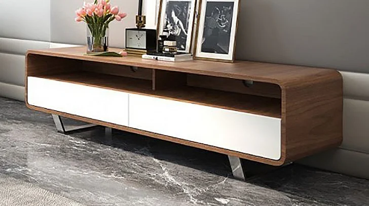 J&M Gramercy TV Base in Walnut and White 18237 PROMO