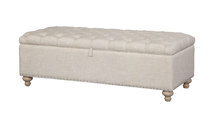 Spectra Home Greenwich Storage Bench in Washed Oak Classic Linen (G) 93240FSB-OP