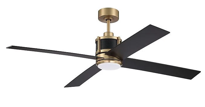 Craftmade Gregory 56" 4-Blade Ceiling Fan in Satin Brass w/ Flat Black/Black Walnut Blades GRG56SBFB4-NWF