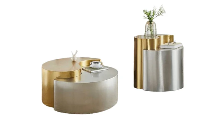 Galaxy Home Ying Yang 2pc Occasional Set in Gold and Silver