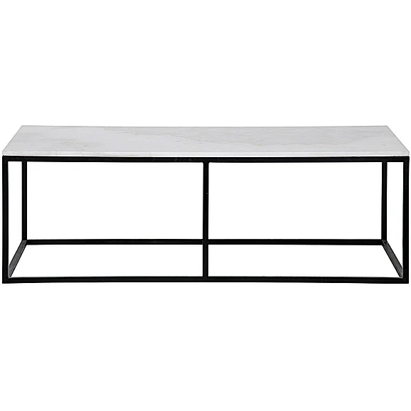 Noir Furniture Lois Coffee Table in White Marble and Black Steel GTAB1002MTB