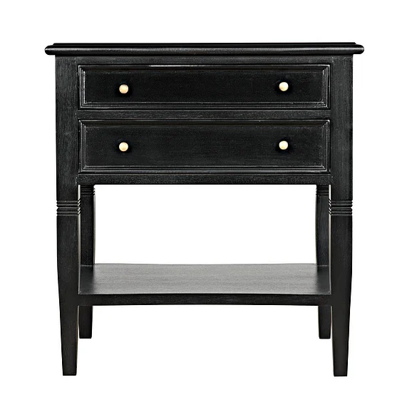 Noir Furniture Oxford 2-Drawer Side Table in Hand Rubbed Black GTAB246HB