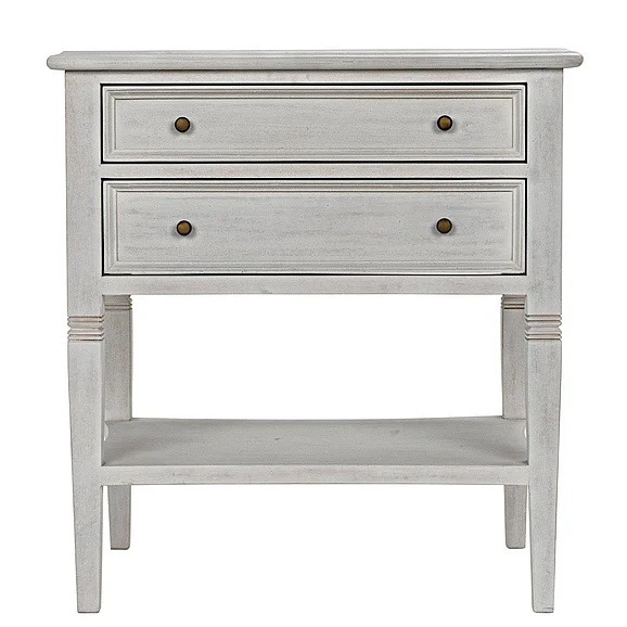 Noir Furniture Oxford 2-Drawer Side Table in White Wash GTAB246WH