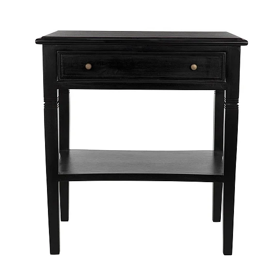 Noir Furniture Oxford 1-Drawer Side Table in Hand Rubbed Black GTAB247HB