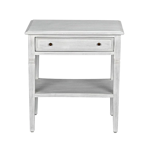 Noir Furniture Oxford 1-Drawer Side Table in White Wash GTAB247WH