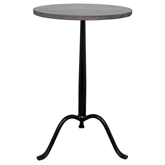 Noir Furniture Cosmopolitan Side Table in Black Steel with Marble GTAB343-ML