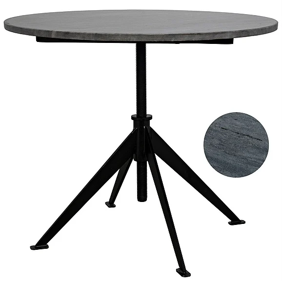 Noir Furniture Matilo Adjustable Table in Black Steel Base with Marble Top GTAB610-ML