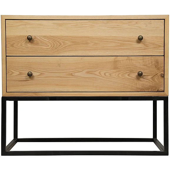 Noir Furniture Downtown Side Table in Elm and Black Steel GTAB676MTB CLOSEOUT