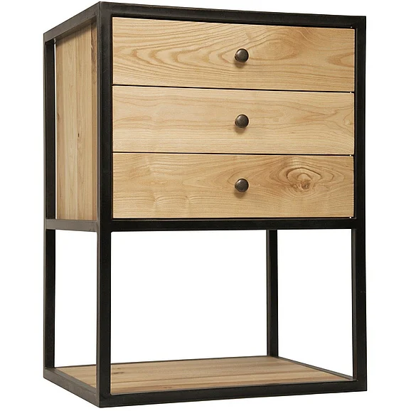 Noir Furniture Pearce Side Table in Elm and Black Steel GTAB677MTB CLOSEOUT