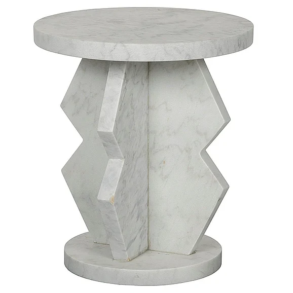Noir Furniture Belasco Side Table, Marble in Lightly Sealed GTAB740