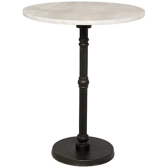 Noir Furniture Antonie Side Table in Black Steel with White Marble GTAB776MTB