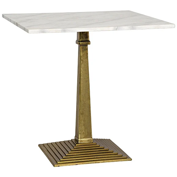 Noir Furniture Fadim Side Table in Antique Brass Cast Iron and White Marble GTAB781MB