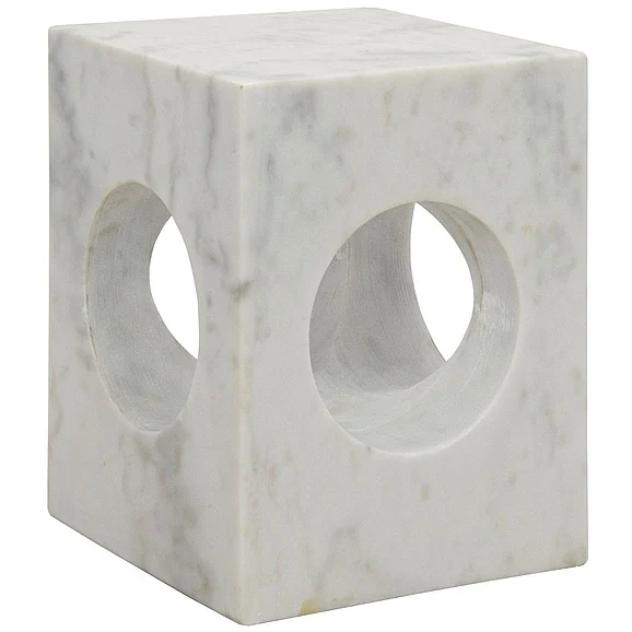 Noir Furniture Merlin Side Table in White Marble GTAB801