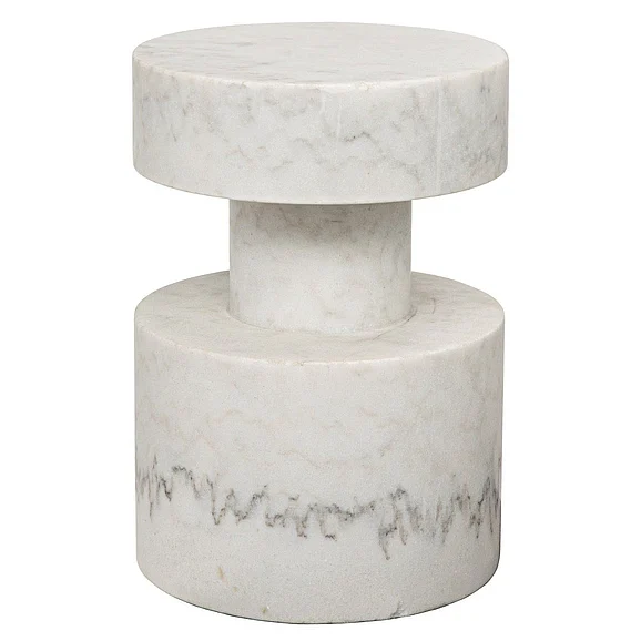 Noir Furniture Mamud Side Table in White Marble GTAB820