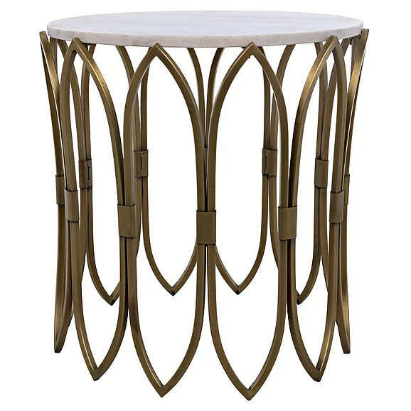 Noir Furniture Nola Side Table, Steel in Brass GTAB846MB CLOSEOUT