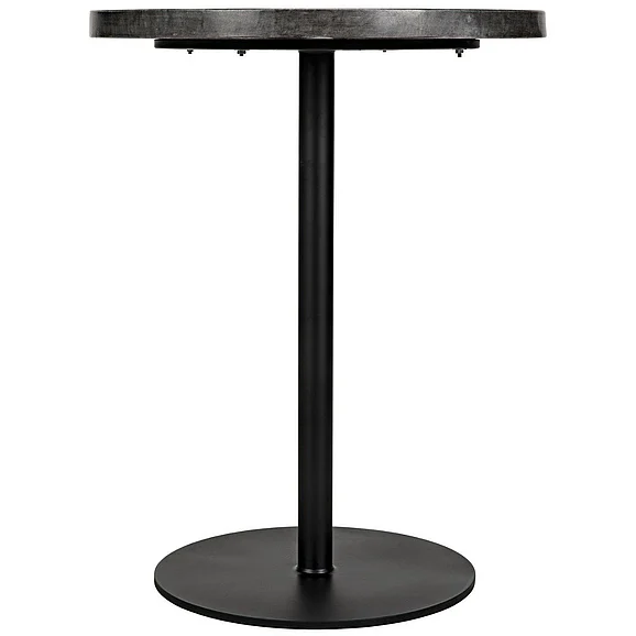 Noir Furniture Ford Side Table, Tall in Black Steel and Black Marble Top GTAB878MTB-L