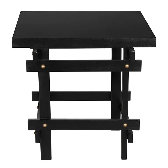 Noir Furniture Yokosuka Side Table in Hand Rubbed Black GTAB9003HB