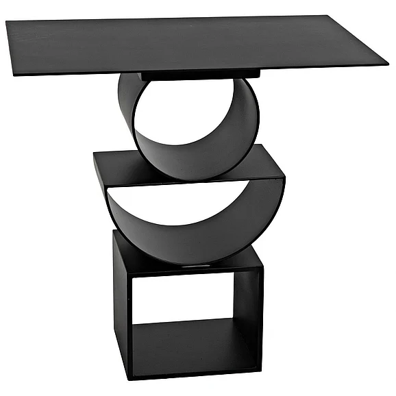 Noir Furniture Shape Side Table in Black Steel GTAB908MTB CLOSEOUT