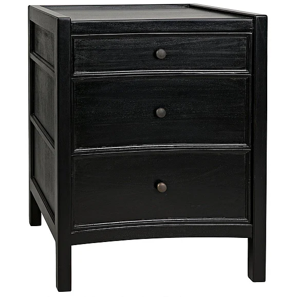 Noir Furniture Hampton Night Stand 24" in Hand Rubbed Black GTAB928HB