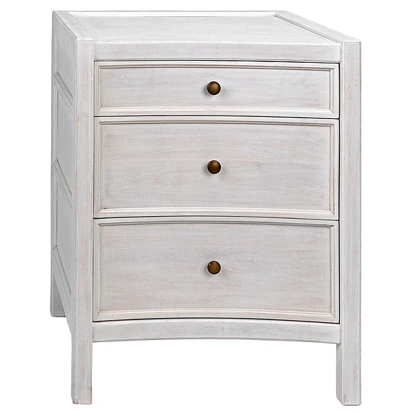 Noir Furniture Hampton Night Stand 24" in White Wash GTAB928WH