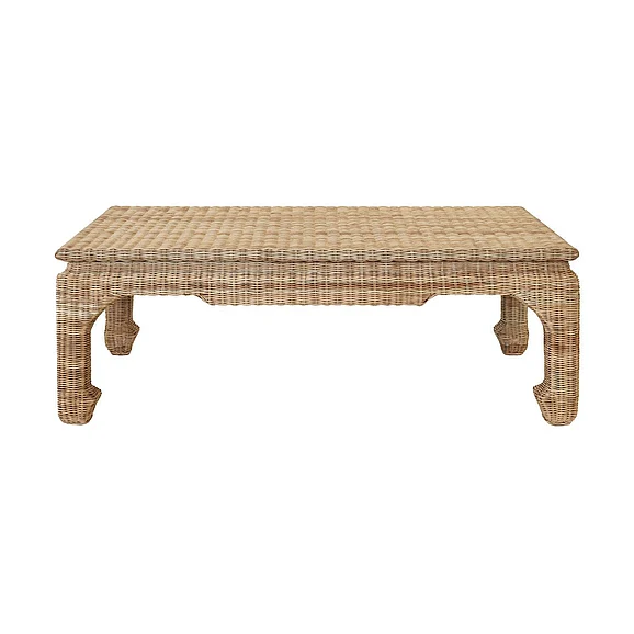 Worlds Away Guinevere Ming Style Coffee Table in Woven Rattan GUINEVERE