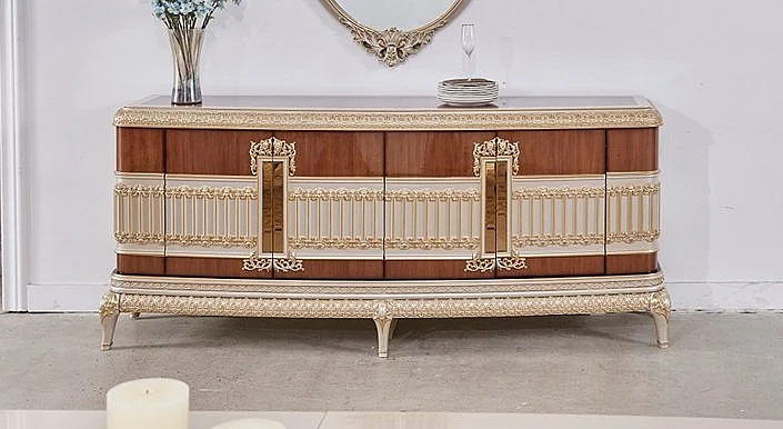 Homey Design HD-9021 Buffet in Gold/Cherry/Pearl HD-BF9021