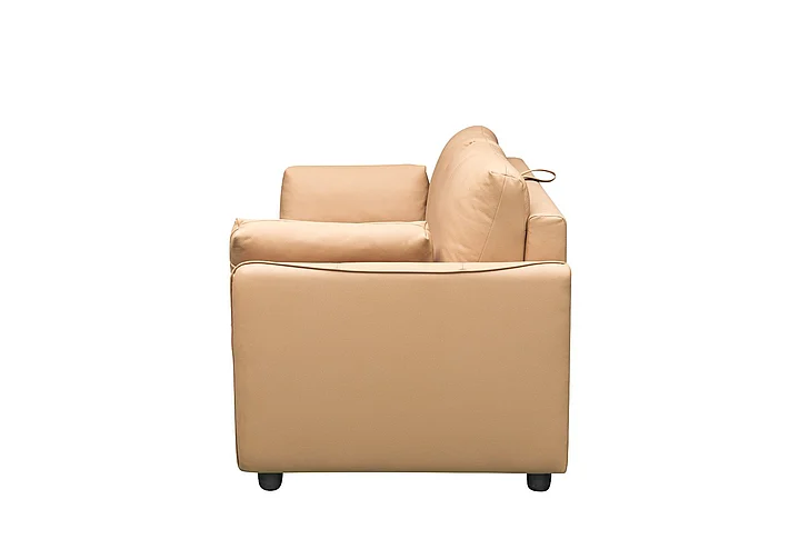 Klaussner Skyline Leathersmart Sleeper Sofa in Queen w/ Memory Foam Mattress in Camel